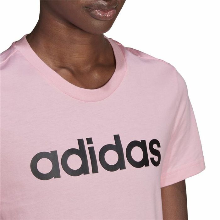Camiseta de Manga Corta Mujer Adidas Loungewear Essentials Slim Logo Rosa 2