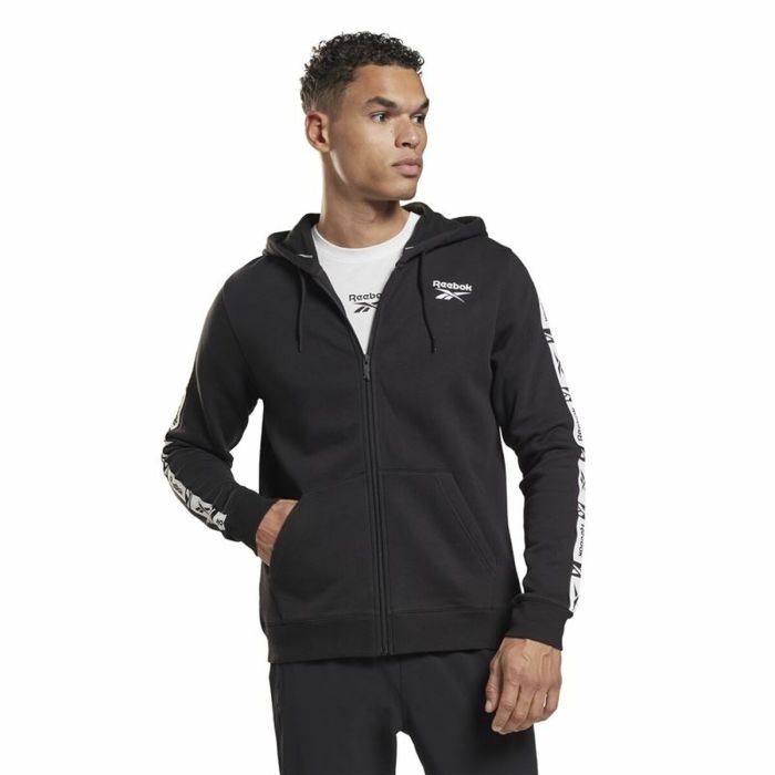 Chaqueta Deportiva para Hombre Reebok Identity Tape FZ Negro