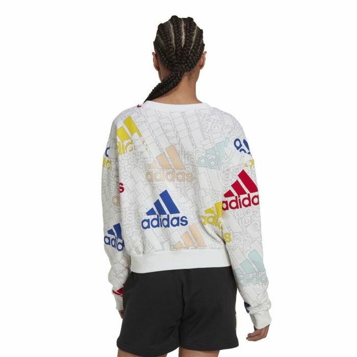 Sudadera sin Capucha Mujer Adidas Essentials Multi-Coloured Blanco 4