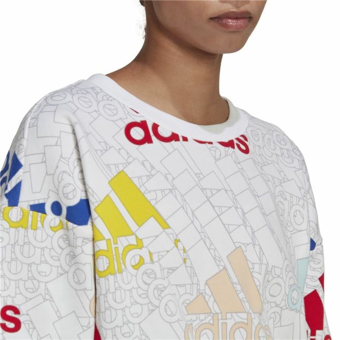 Sudadera sin Capucha Mujer Adidas Essentials Multi-Coloured Blanco 2