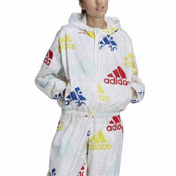 Chaqueta Deportiva para Mujer Adidas Essentials Multi-Colored Logo Blanco 5