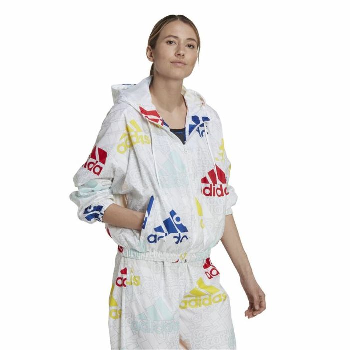 Chaqueta Deportiva para Mujer Adidas Essentials Multi-Colored Logo Blanco 3