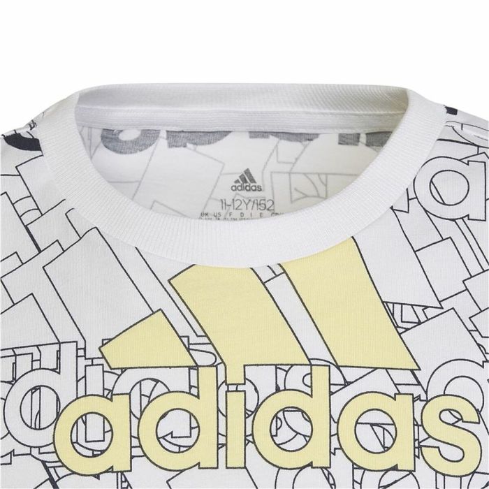 Camiseta de Manga Corta Infantil Adidas Brand Love  Blanco 3