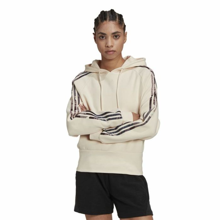 Sudadera con Capucha Mujer Adidas AllOver Print Beige 6