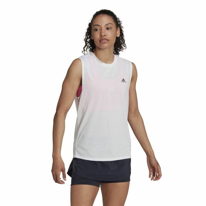 Camiseta para Mujer sin Mangas Adidas Muscle Run Icons Blanco 5