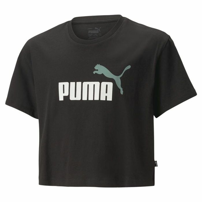 Camiseta de Manga Corta Infantil Puma Logo Cropped Negro