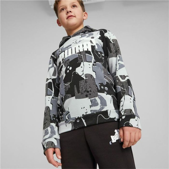 Sudadera con Capucha Niño Puma Essentials+ Street Art Negro Gris 4