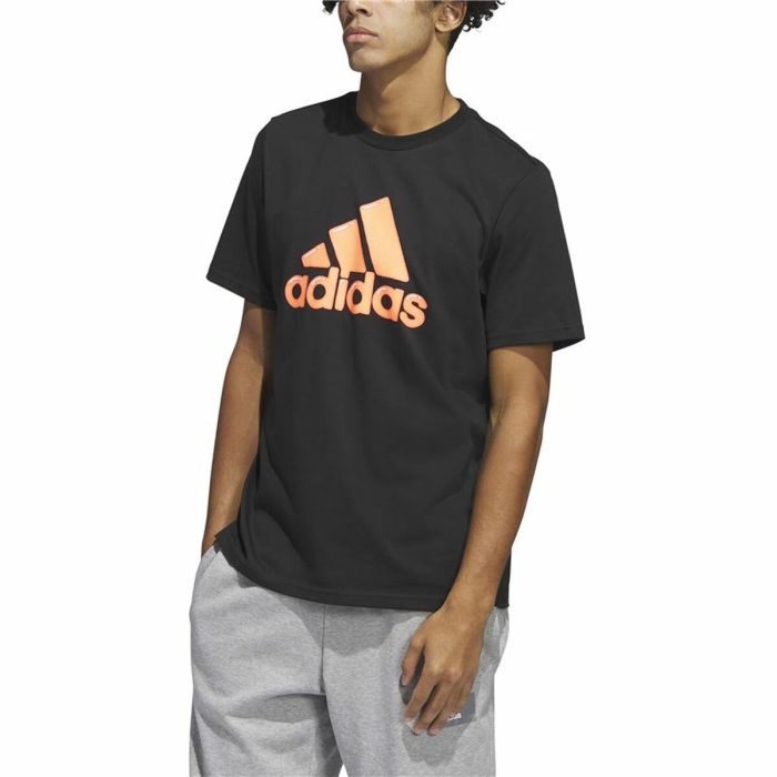 Camiseta de Manga Corta Hombre Adidas Logo Negro (L) 5