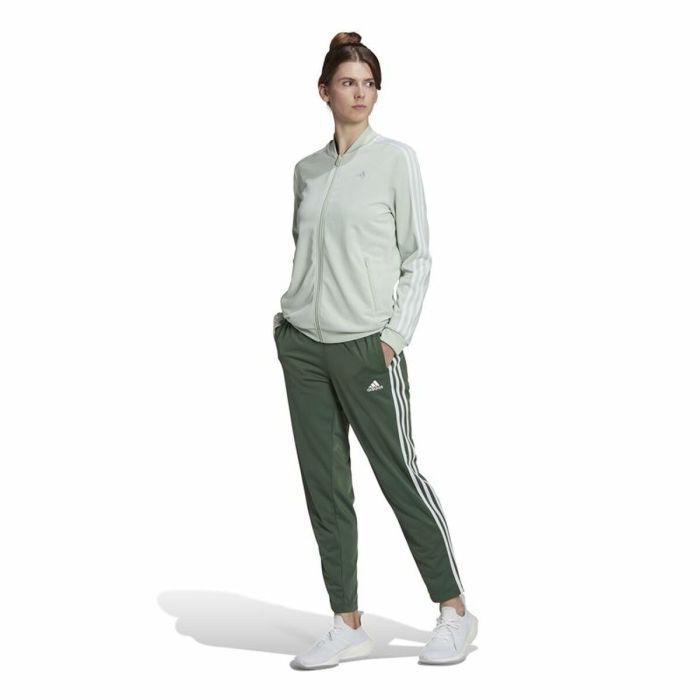 Chándal Mujer Adidas Essentials 3 Stripes Verde Claro 4