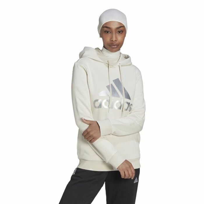 Sudadera con Capucha Mujer Adidas Essentials Logo Fleece Blanco 5