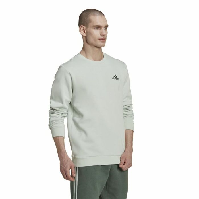 Sudadera sin Capucha Hombre Adidas Essentials Fleece Blanco 3