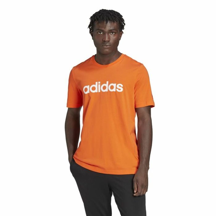 Camiseta de Manga Corta Hombre Adidas Essentials Embroidered Linear Naranja 5