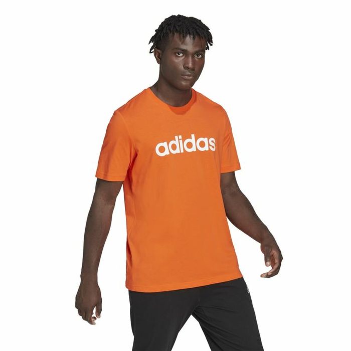 Camiseta de Manga Corta Hombre Adidas Essentials Embroidered Linear Naranja 3