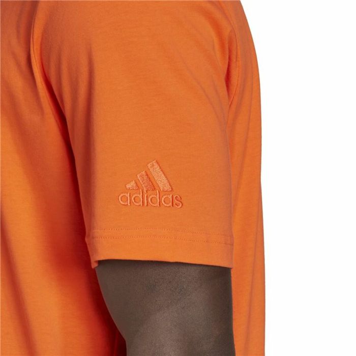 Camiseta de Manga Corta Hombre Adidas Essentials Embroidered Linear Naranja 1