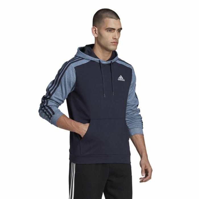 Sudadera con Capucha Hombre Adidas Mélange French Terry Azul oscuro 3 Sudadera con Capucha Hombre Adidas Mélange French Terry Azul oscuro 3