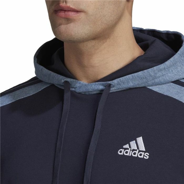 Sudadera con Capucha Hombre Adidas Mélange French Terry Azul oscuro 2 Sudadera con Capucha Hombre Adidas Mélange French Terry Azul oscuro 2
