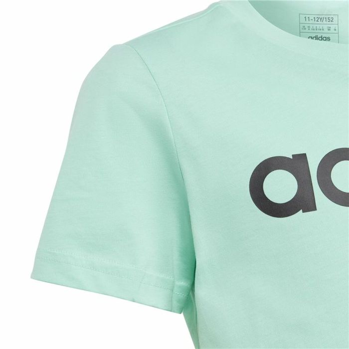 Camiseta de Manga Corta Infantil Adidas Linear Logo Verde Aguamarina 2