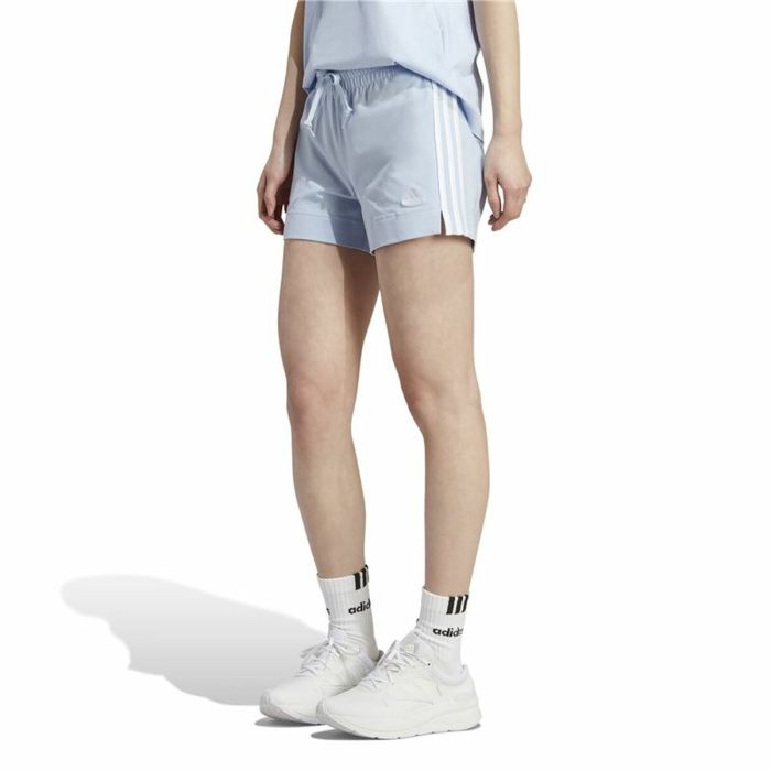 Pantalones Cortos Deportivos para Mujer Adidas 3 Stripes Sj Azul claro 2