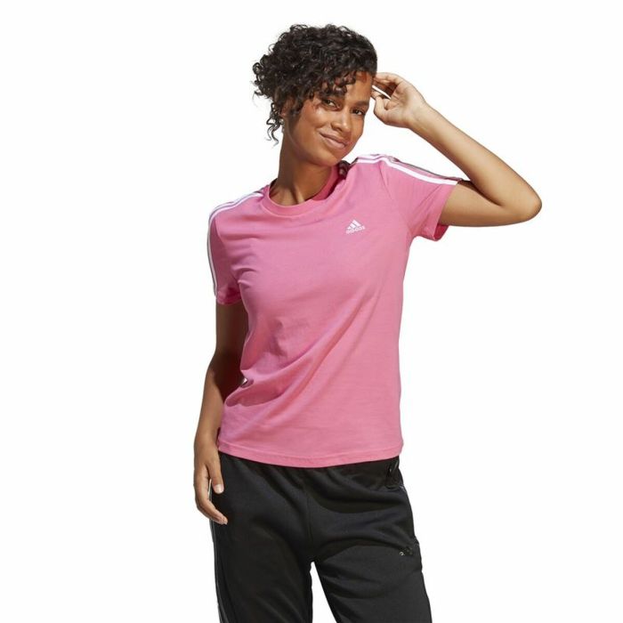 Camiseta de Manga Corta Mujer Adidas 3 stripes Rosa 3