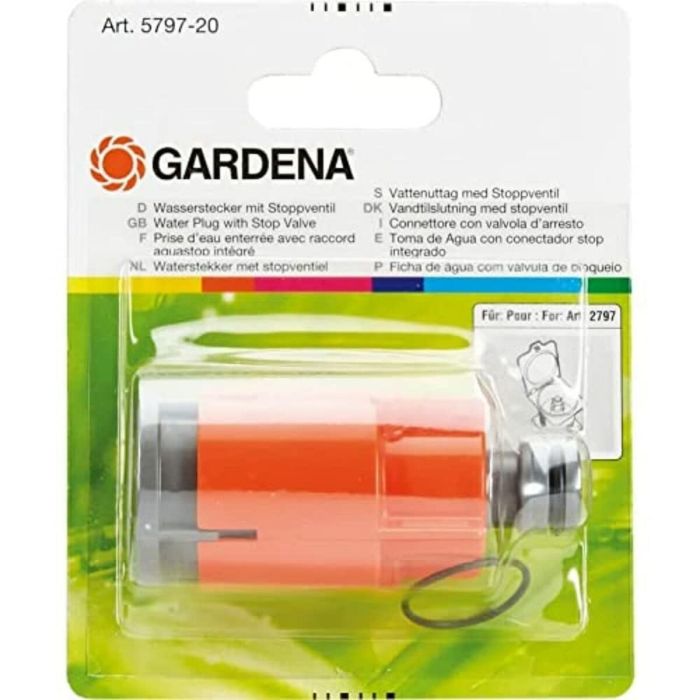 Toma de agua con válvula de cierre Gardena 5797-20 Aquastop Naranja 2