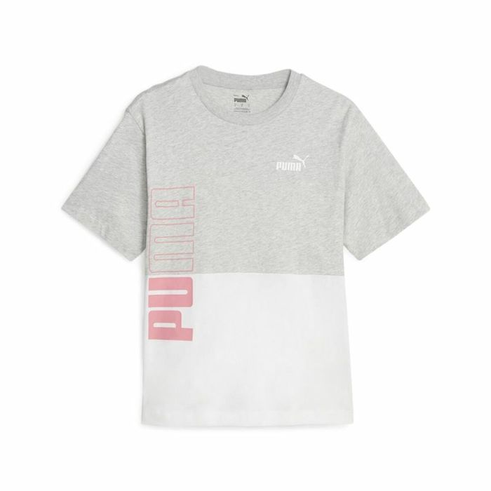 Camiseta de Manga Corta Mujer Puma Power Colorblock Blanco Gris