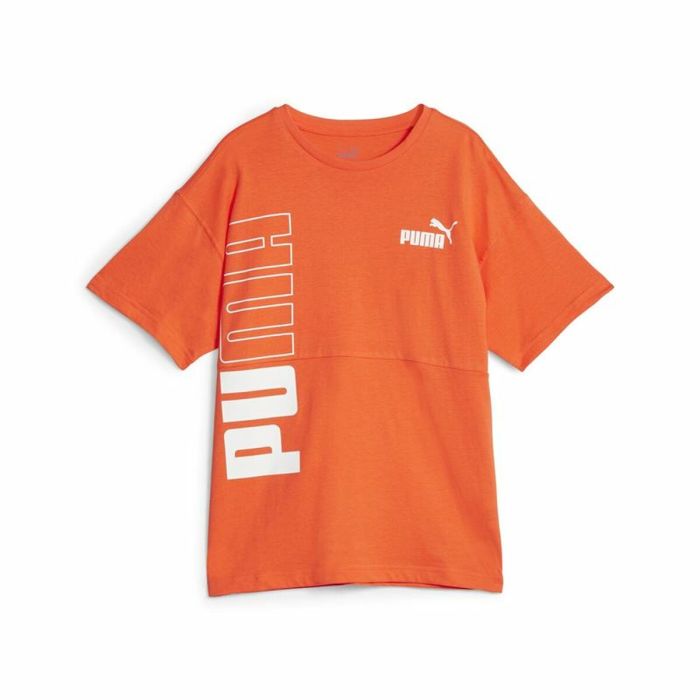 Camiseta de Manga Corta Infantil Puma Power Colorblock Naranja Oscuro