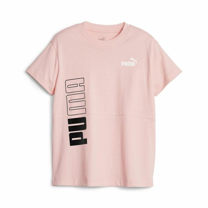 Camiseta de Manga Corta Infantil Puma Power Colorblock Salmón