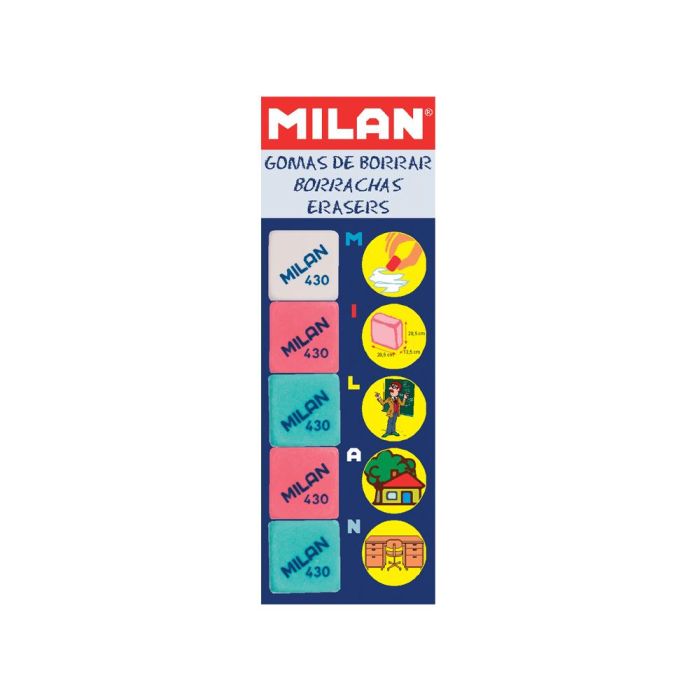 Goma De Borrar Milan 430-5 Blister De 5 Unidades