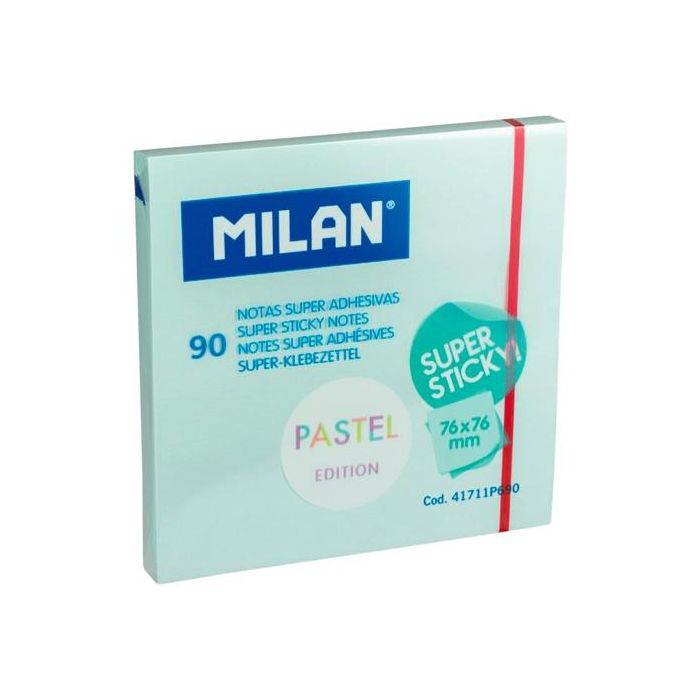Milan Bloc notas super adhesivas 90h 76x76mm edición pastel azul