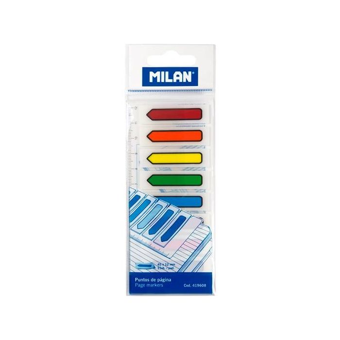 Milan bloc 120 marcadores de páginas adhesivos flecha de plástico transparente c/surtidos