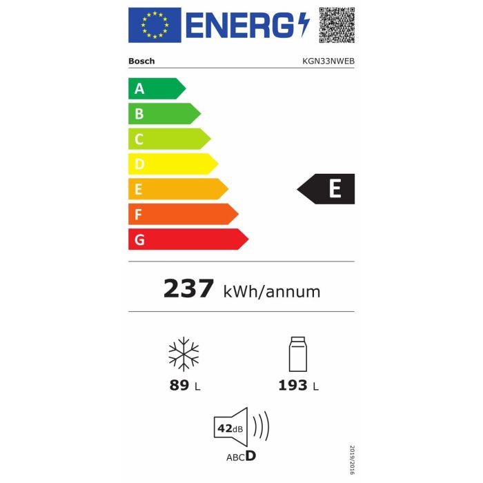 Frigorífico combinado BOSCH KGN33NWEB Blanco 1