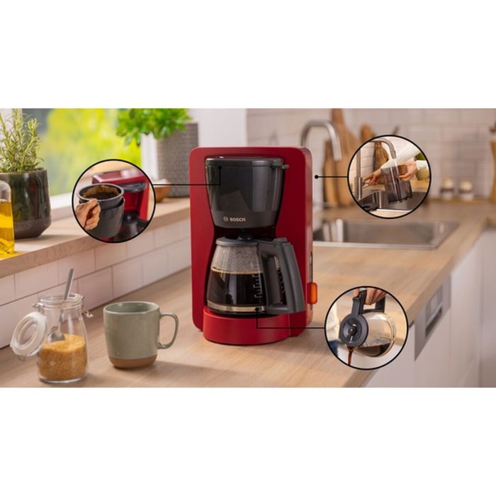Bosch TKA 3M134 Cafetera de filtro, Roja