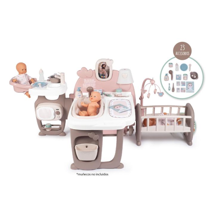 Casa de los bebés baby nurse con 3 areas de juegos para muñecos de hasta 42cm. 149x71x71cm