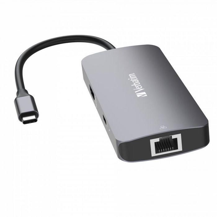 Verbatim Hub Multi-puerto USB-C Pro de 5 Puertos con HDMI 4K, RJ45 Gigabit Ethernet, 2x USB-A 3.2 Gen1 5Gb/s, USB-C PD Carga 85W 1