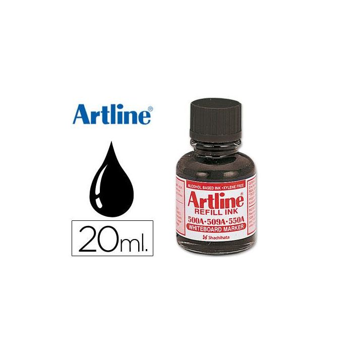 Tinta Artline Negro Para Rotulador Pizarra Blanca 500A Bote 20 mL