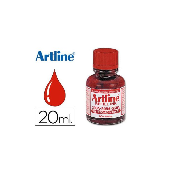 Tinta Artline Rojo Para Rotulador Pizarra Blanca 500A Bote 20 mL
