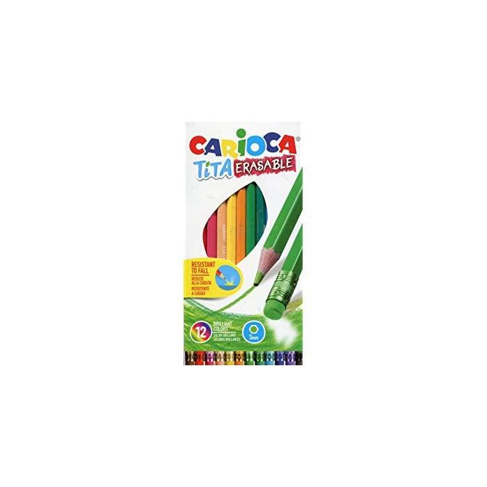 Carioca Lápices de colores tita con goma - caja de 12 colores
