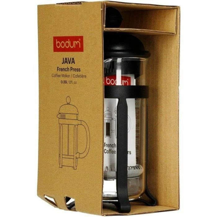 Bodum JAVA Cafetera de Prensa Francesa Negra 0.35 L Acero Inoxidable Vidrio Borosilicato BOD0727015124599 2