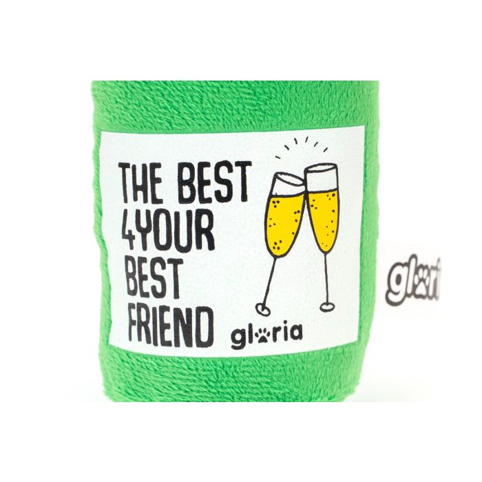 Gloria Champcane Mini Peluche para Perros Forma Botella Champán Verde 1