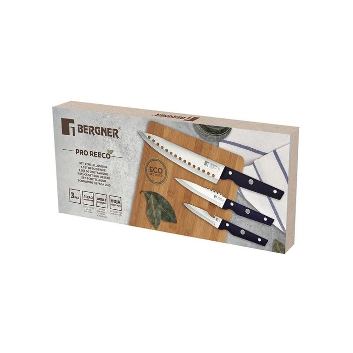 Bergner Juego de Cuchillos 3 Piezas Pro reeco Acero Inoxidable Mango ABS Azul Oscuro Bg-41026-dbl 1
