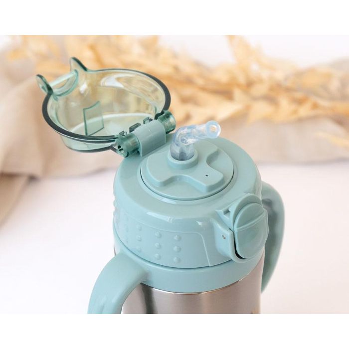 KioKids Botella de Acero Inoxidable con Asas Salvia 280 mL +6 Meses 1