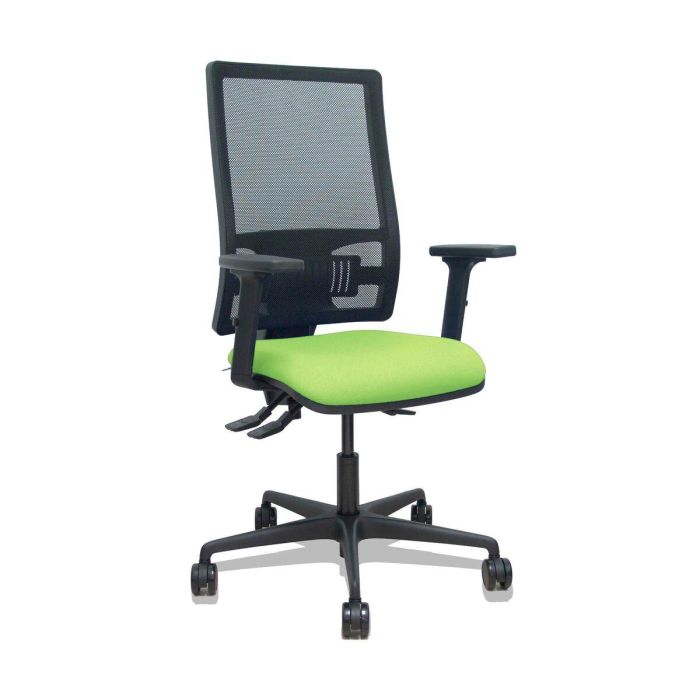 PIQUERAS Y CRESPO Silla Bormate asincro malla negra asiento bali pistacho brazos 2D ruedas 65mm PIQUERAS Y CRESPO Silla Bormate asincro malla negra asiento bali pistacho brazos 2D ruedas 65mm