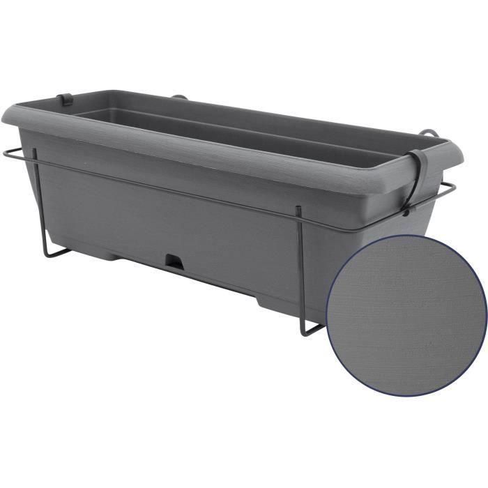 Kit de macetero con soporte metálico y bandeja integrada - GARDEN ID Teramo - Negro-anth 50 cm - Efecto piedra - Reciclado/reciclable 1 Kit de macetero con soporte metálico y bandeja integrada - GARDEN ID Teramo - Negro-anth 50 cm - Efecto piedra - Reciclado/reciclable 1