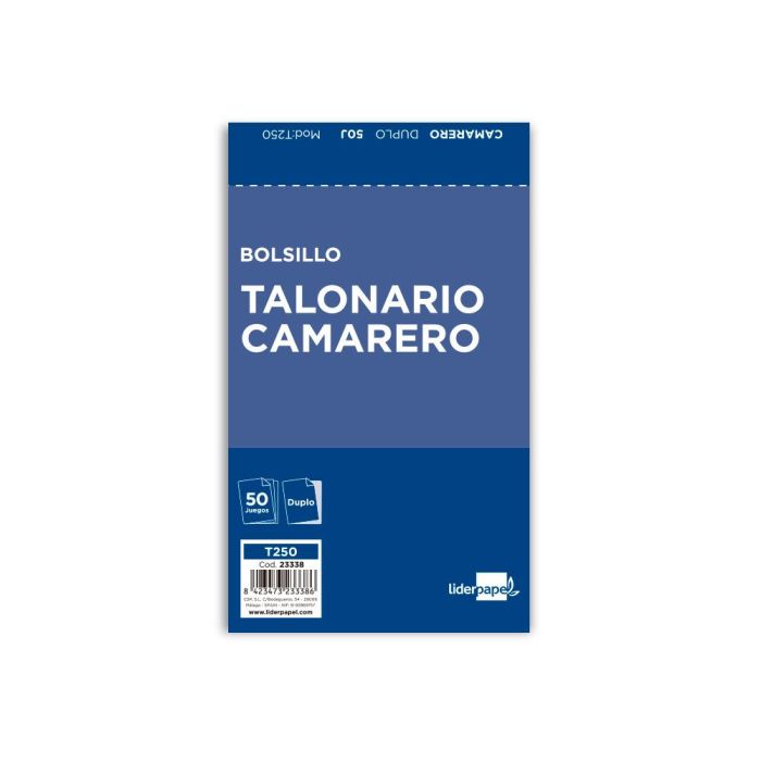 Talonario Liderpapel Camarero Bolsillo Original Y Copia 250 10 unidades 2