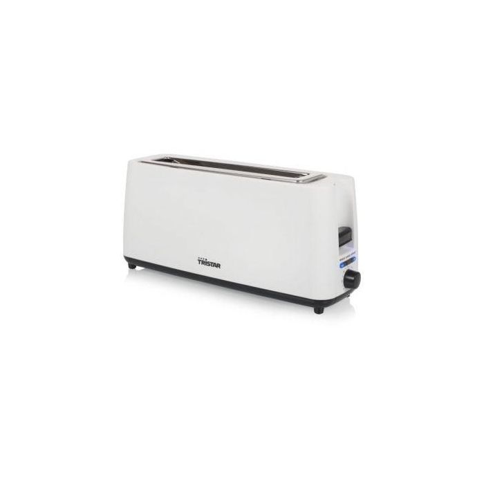 Tristar BR-1056 Tostadora Ranura Larga 900W 2 Rebanadas, 7 Ajustes Tostado, Descongelar, Recalentar, Bandeja Migas, Blanca