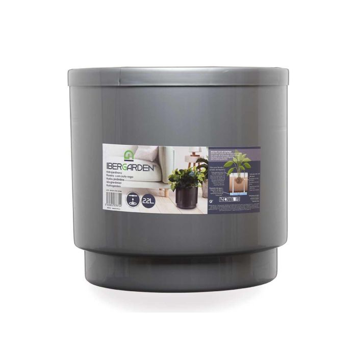 Maceta con reserva de agua Ibergarden 32 cm plata - 22 litros (4 Unidades) 2 Maceta con reserva de agua Ibergarden 32 cm plata - 22 litros (4 Unidades) 2