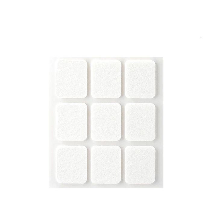 Inofix Pack 9 Fieltros Blancos Sintéticos Adhesivos 29x23mm Plasfix - Protegen Suelo y Silencian Ruido
