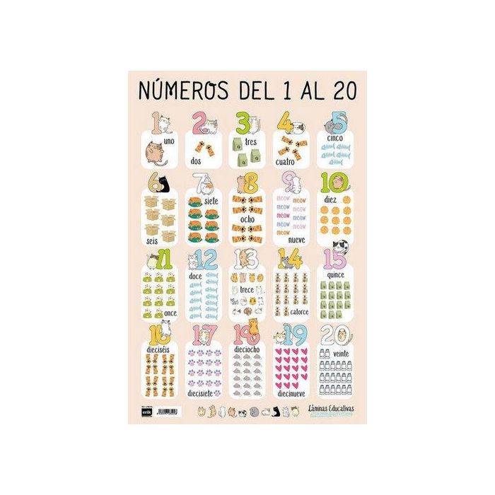 Lamina Escolar Erik Pvc 40X59,5 Numeros Del 1 Al 20