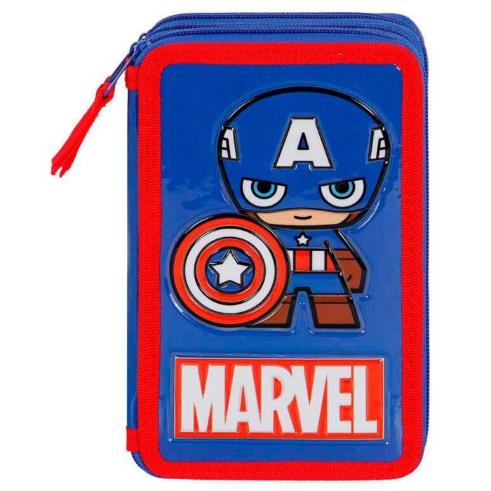 KARACTERMANIA Plumier Capitán América Marvel Estuche Escolar Completo con 18 Lápices de Colores y 18 Rotuladores 21x14x7cm 0 KARACTERMANIA Plumier Capitán América Marvel Estuche Escolar Completo con 18 Lápices de Colores y 18 Rotuladores 21x14x7cm 0