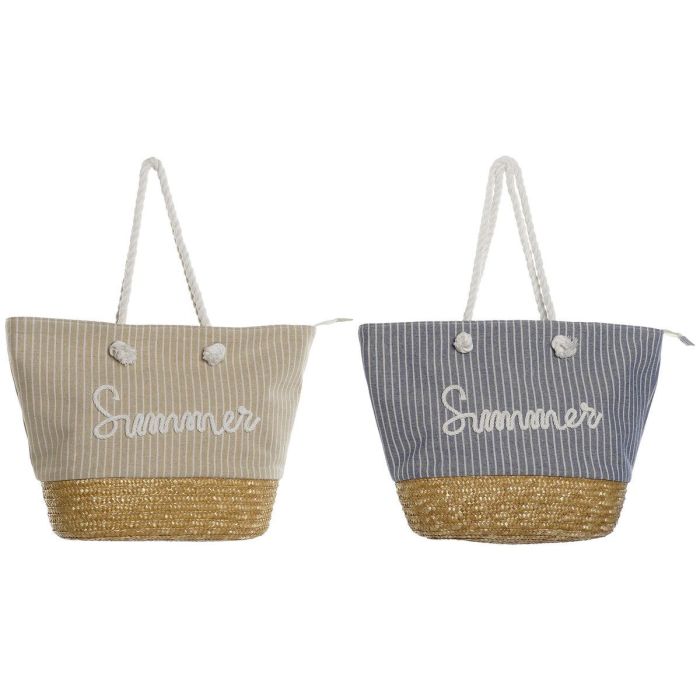 Bolso Mediterraneo DKD Home Decor Beige Azul 16 x 33 x 52 cm (2 Unidades)